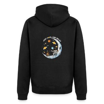 BTC Bitcoin HODL and RELAX Lune Astronaute - Veste à capuche bio Premium Unisexe - noir - Dos - Nico (187cm)