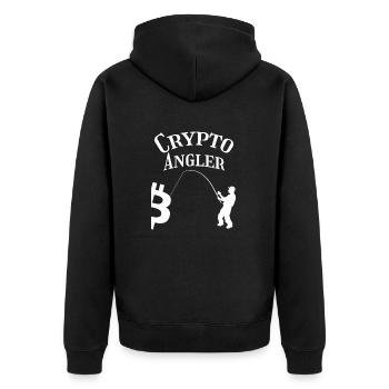 Crypto Angler - Unisex Premium Bio Zip Hoodie - Schwarz - Hinten - Nico (187cm)