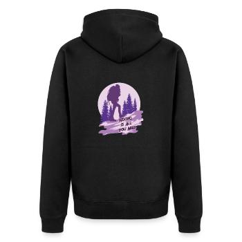 Camping Backpacking Hiking Outdoor - Unisex Premium Organic Zip Hoodie - black - Back - Nico (187cm)