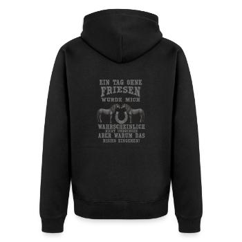Friesen sind wunderbare Pferde - Unisex Premium Bio Zip Hoodie - Schwarz - Hinten - Nico (187cm)