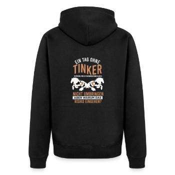 Ein Tinker im Stall, Pferd - Unisex Premium Bio Zip Hoodie - Schwarz - Hinten - Nico (187cm)