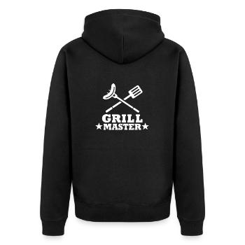 Grill Master - Grillen BBQ Steak Barbecue - Unisex Premium Bio Zip Hoodie - Schwarz - Hinten - Nico (187cm)
