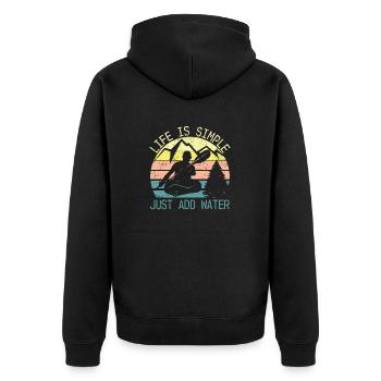 Life Is Simple Just Add Water Retro Kayak Outdoor - Unisex Premium Organic Zip Hoodie - black - Back - Nico (187cm)