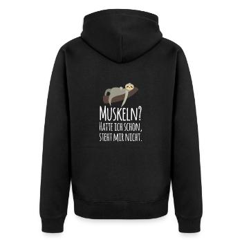 Faultier Sportmuffel Untrainiert Müde Schlafen - Unisex Premium Bio Zip Hoodie - Schwarz - Hinten - Nico (187cm)