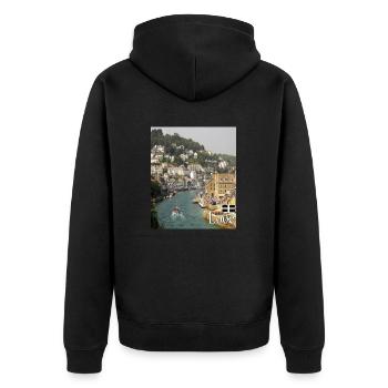 Looe - Unisex Premium Bio Zip Hoodie - Schwarz - Hinten - Nico (187cm)