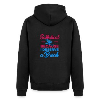 Sabbatical Life by The Manzanita´s - Unisex Premium Bio Zip Hoodie - Schwarz - Hinten - Nico (187cm)