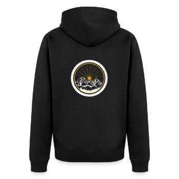 Mountain bike tires landscape mountain forest cyclists - Unisex Premium Organic Zip Hoodie - black - Back - Nico (187cm)