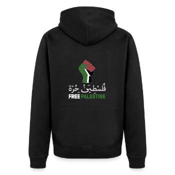 Freies Palästina unterstützt Palästina und Gaza - Unisex Premium Bio Zip Hoodie - Schwarz - Hinten - Nico (187cm)