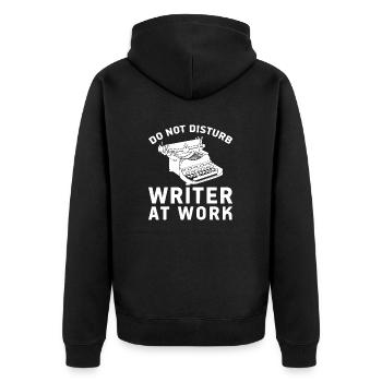 Do Not Disturb Writer At Work Cute Writing Author - Unisex Premium Organic Zip Hoodie - black - Back - Nico (187cm)