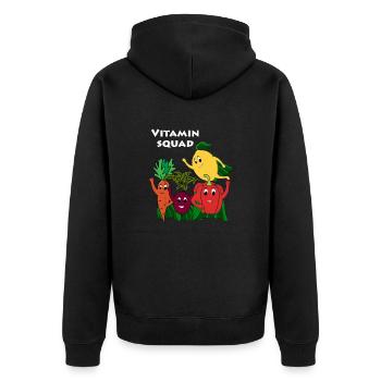 Vitamin Squad Superfood Vegetables Vegan - Unisex Premium Organic Zip Hoodie - black - Back - Nico (187cm)