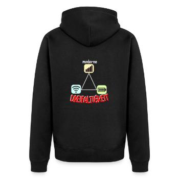 Nerd geek gamer WLAN Empfang modern Dreifaltigkeit - Unisex Premium Bio Zip Hoodie - Schwarz - Hinten - Nico (187cm)