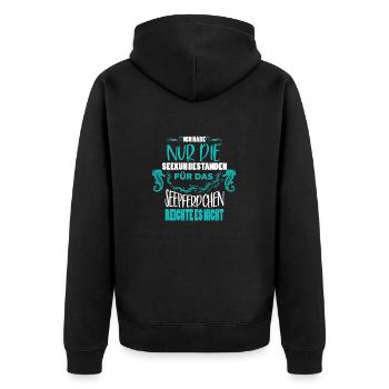Seepferdchen noch nicht bestanden - Unisex Premium Bio Zip Hoodie - Schwarz - Hinten - Nico (187cm)