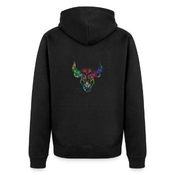 Psychedelic zodiac sign Taurus - Unisex Premium Organic Zip Hoodie - black - Back - Nico (187cm)