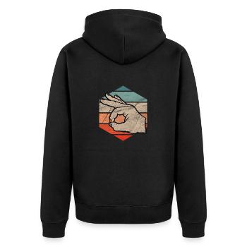 LOOKED IN by The Manzanita ́s - Unisex Premium Organic Zip Hoodie - black - Back - Nico (187cm)
