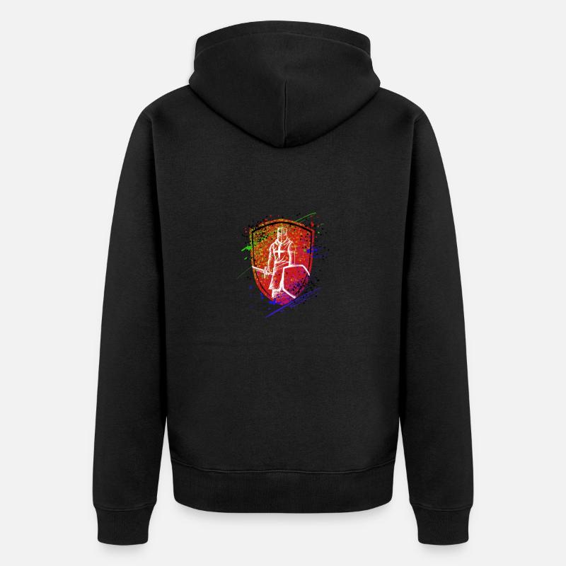 Schild Ritter Templer Krieger - Unisex Premium Bio Zip Hoodie - Schwarz