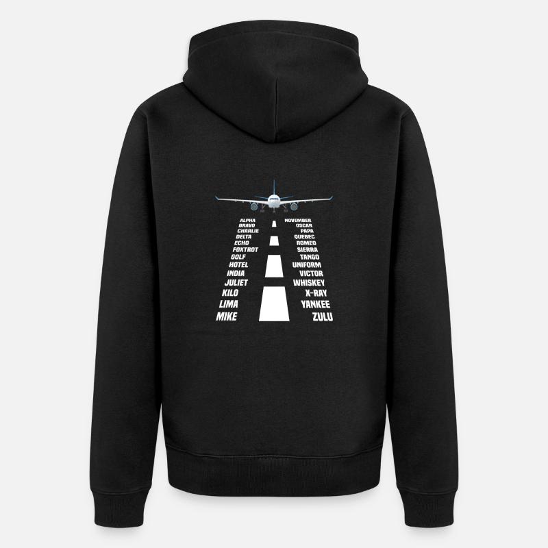 Flugzeug Pilot phonetisches Alphabet - Unisex Premium Bio Zip Hoodie - Schwarz