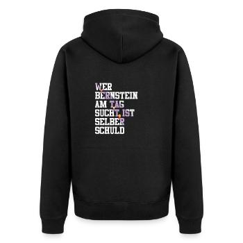 Bernstein Strand Urlaub Lampe Ostsee Geschenkidee - Unisex Premium Bio Zip Hoodie - Schwarz - Hinten - Nico (187cm)