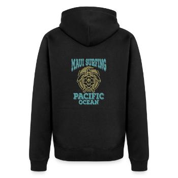 Maui Surfing Hawaii Pacific - Unisex Premium Organic Zip Hoodie - black - Back - Nico (187cm)