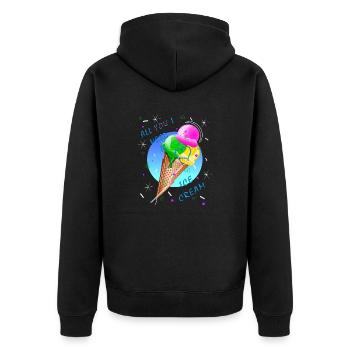 Eis Eiscreme Eissorten Eismaschine Vanilleeis - Unisex Premium Bio Zip Hoodie - Schwarz - Hinten - Nico (187cm)