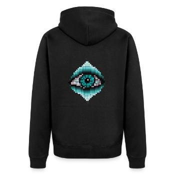 eye - Unisex Premium Organic Zip Hoodie - black - Back - Nico (187cm)