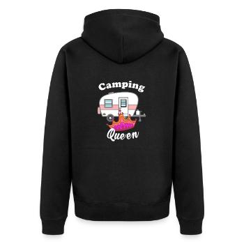 Camping Queen - Unisex Premium Bio Zip Hoodie - Schwarz - Hinten - Nico (187cm)