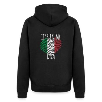 It's In My DNA Italien Herz Fingerabdruck Italia - Unisex Premium Bio Zip Hoodie - Schwarz - Hinten - Nico (187cm)