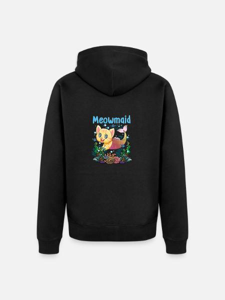 Meowmaid Shirt - Unisex Premium Bio Zip Hoodie - Schwarz