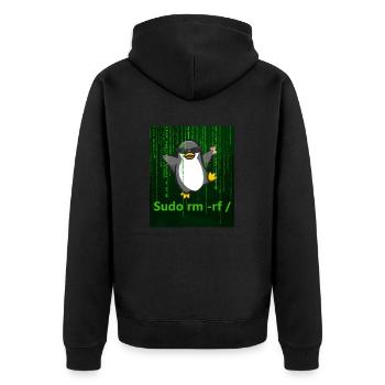 Pingouin Linux Sudo - Veste à capuche bio Premium Unisexe - noir - Dos - Nico (187cm)
