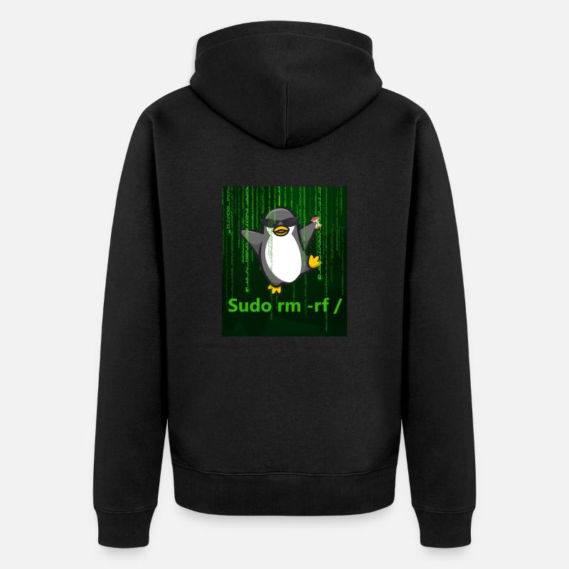 Pinguin Linux Sudo - Unisex Premium Bio Zip Hoodie - Schwarz