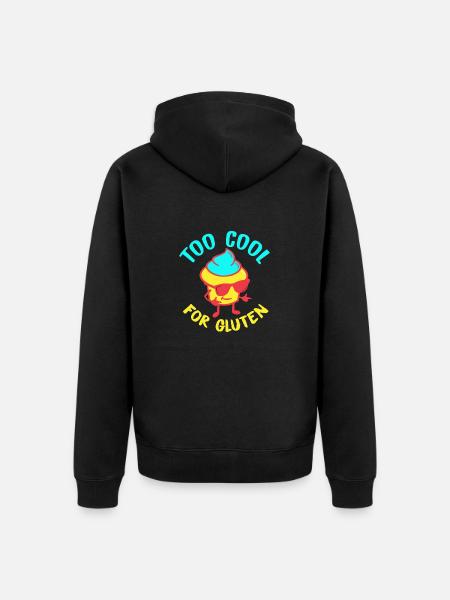 Too Cool For Gluten - Gluten-free saying - Unisex Premium Organic Zip Hoodie - black