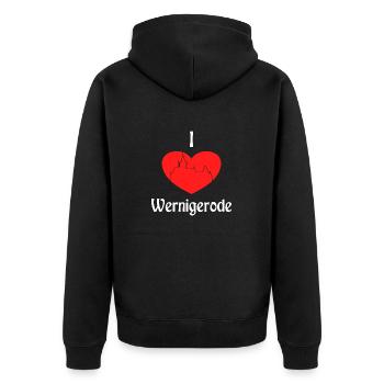 I Herz Wernigerode - Unisex Premium Bio Zip Hoodie - Schwarz - Hinten - Nico (187cm)