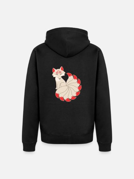 Kitsune Fox - Unisex Premium Organic Zip Hoodie - black