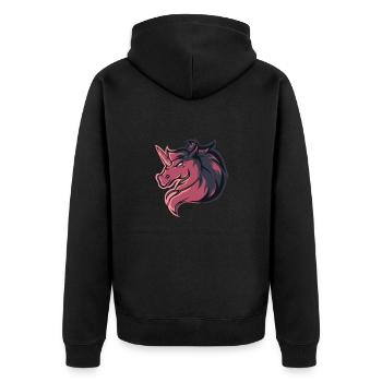 Unicorn - Unisex Premium Organic Zip Hoodie - black - Back - Nico (187cm)