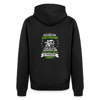 Weltbester Staplerfahrer Leichter Job Betriebsrat - Unisex Premium Bio Zip Hoodie - Schwarz - Hinten - Nico (187cm)