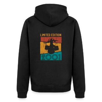 Vintage 2001 Drummer Limited Edition 20 Year Old 2 - Unisex Premium Organic Zip Hoodie - black - Back - Nico (187cm)
