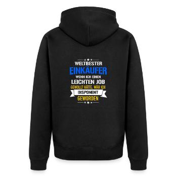 Lustiger Spruch Weltbester Einkäufer Disponent - Unisex Premium Bio Zip Hoodie - Schwarz - Hinten - Nico (187cm)