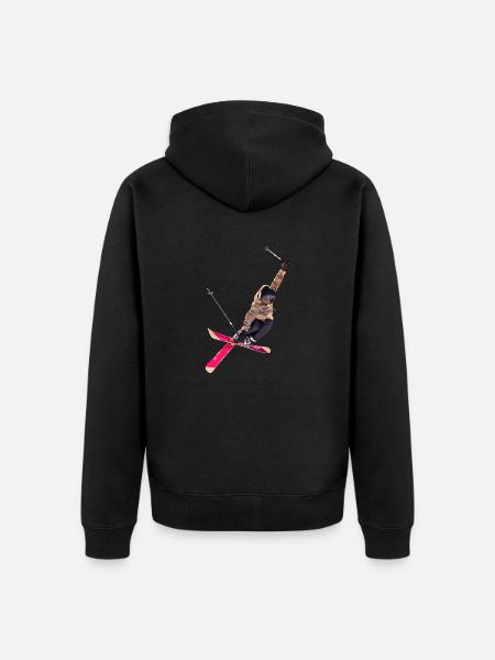 Skiing - Unisex Premium Organic Zip Hoodie - black