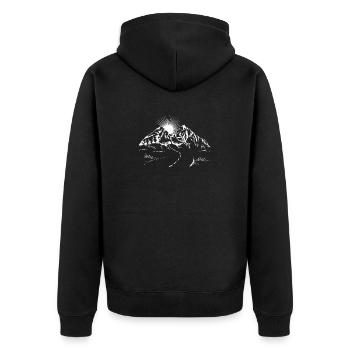 Snowboard Panorama Berg Sonne Skifahren Natur - Unisex Premium Bio Zip Hoodie - Schwarz - Hinten - Nico (187cm)