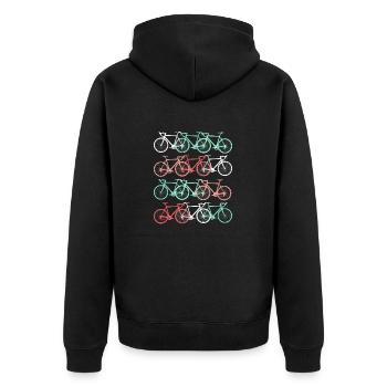 Fahrrad Mountainbike Radsport Retro Vintage coole - Unisex Premium Bio Zip Hoodie - Schwarz - Hinten - Nico (187cm)