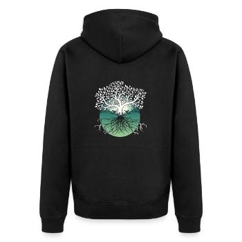 Yggdrasil Wikinger Lebensbaum - Unisex Premium Bio Zip Hoodie - Schwarz - Hinten - Nico (187cm)