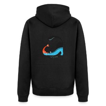 Le chat et l’image de poisson - Veste à capuche bio Premium Unisexe - noir - Dos - Nico (187cm)