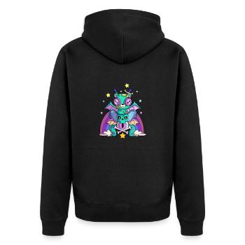 Pastel Goth Voodoo Doll Kawaii Japanese Teddy Bear - Unisex Premium Organic Zip Hoodie - black - Back - Nico (187cm)