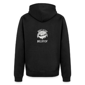 Don't Stop Believing Weihnachtsmann Rentier Mond - Unisex Premium Bio Zip Hoodie - Schwarz - Hinten - Nico (187cm)