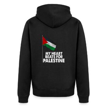 Mon cœur bat pour la Palestine Cadeau amusant - Veste à capuche bio Premium Unisexe - noir - Dos - Nico (187cm)