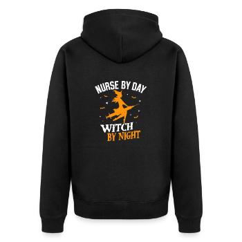 Senior Caregiver Nurse Witch Syringe - Unisex Premium Organic Zip Hoodie - black - Back - Nico (187cm)