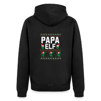 Papa Elf hässlicher Weihnachtspullover - Unisex Premium Bio Zip Hoodie - Schwarz - Hinten - Nico (187cm)