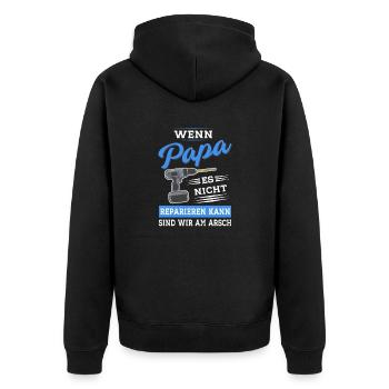 Papa Vater reparieren Heimwerker Werkzeug - Unisex Premium Bio Zip Hoodie - Schwarz - Hinten - Nico (187cm)