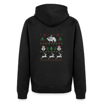 Joy Deer hässlicher Weihnachtspullover - Unisex Premium Bio Zip Hoodie - Schwarz - Hinten - Nico (187cm)