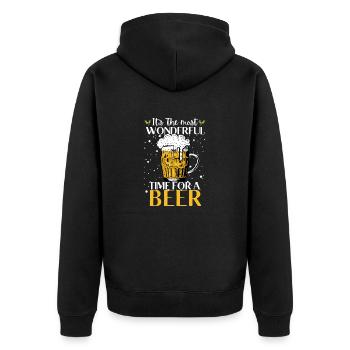 Its the most wonderful time for a beer christmas s - Unisex Premium Bio Zip Hoodie - Schwarz - Hinten - Nico (187cm)