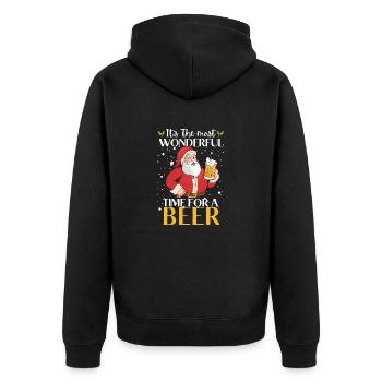 It's The Most Wonderful Time For A Beer Shirt Beer - Unisex Premium Bio Zip Hoodie - Schwarz - Hinten - Nico (187cm)